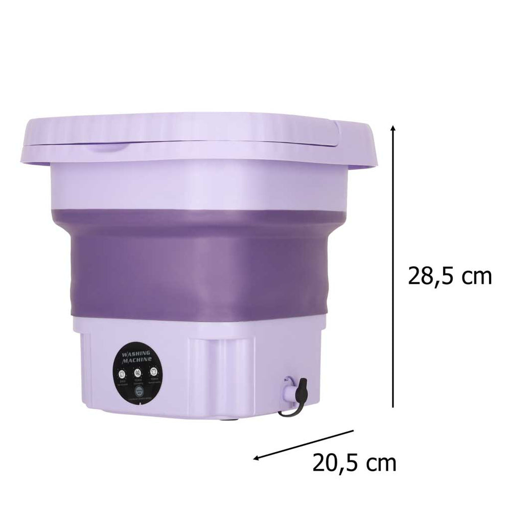 Mini ceļojuma veļas mazgājamā mašīna, pārnēsājama, salokāma, 8 l, violeta