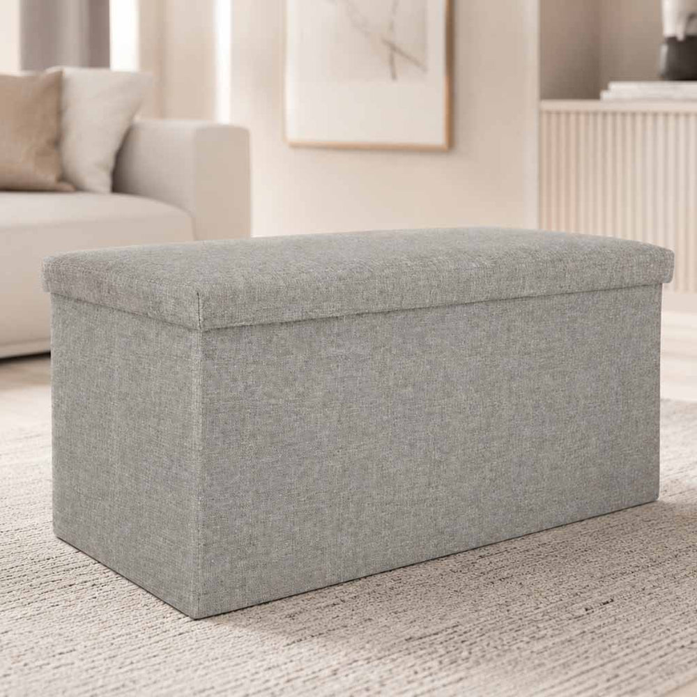 Salokāms pufs ar glabāšanas nodalījumu pelēks liels 76x38x38cm