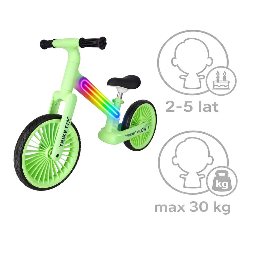 Trike Fix Glow LED neona zaļš kross-trīsriteņu velosipēds