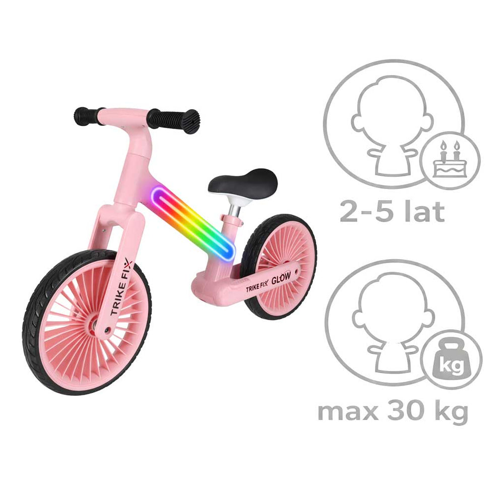 Trike Fix Glow LED distanču velosipēds rozā krāsā