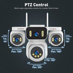 LS VISION 10K 20MP Four Screens WiFi Security Camera Outdoor Four Lens 12X Optical Zoom Two Way Audio Auto Tracking CCTV Cameras
