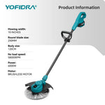 YOFIDRA 10Inch Brushless Electric Lawn Mower 6000W Foldable Grass Cutter Trimmer Garden Power Tool For Makita 18V Battery Pin