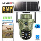LS VISION 4K Dual Screen 4G Solar Trail Camera Outdoor WiFi PTZ PIR Detection 2-Way Talk Waterproof Wildlife Camera V380 Pro App