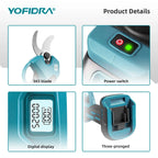 YOFIDRA Brushless Electric Scissors 30MM 2Gears Cordless Fruit Tree Branch Pruner Shear Power Tools For Makita 21V Battery Pin