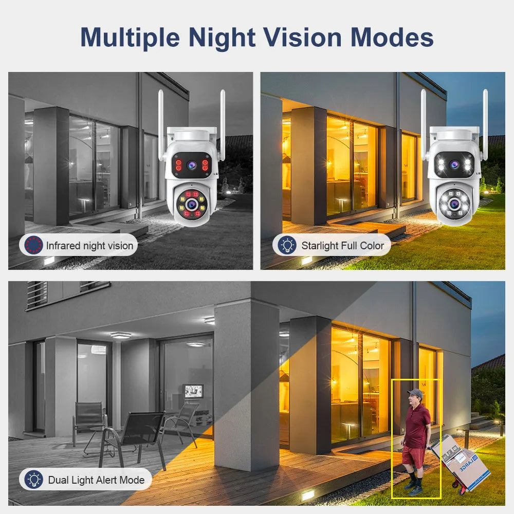 LS VISION 4K 8MP WiFi IP Camera Dual Lens Dual Screen Wireless Outdoor Security Cameras PTZ Human Detection Auto Tracking CCTV