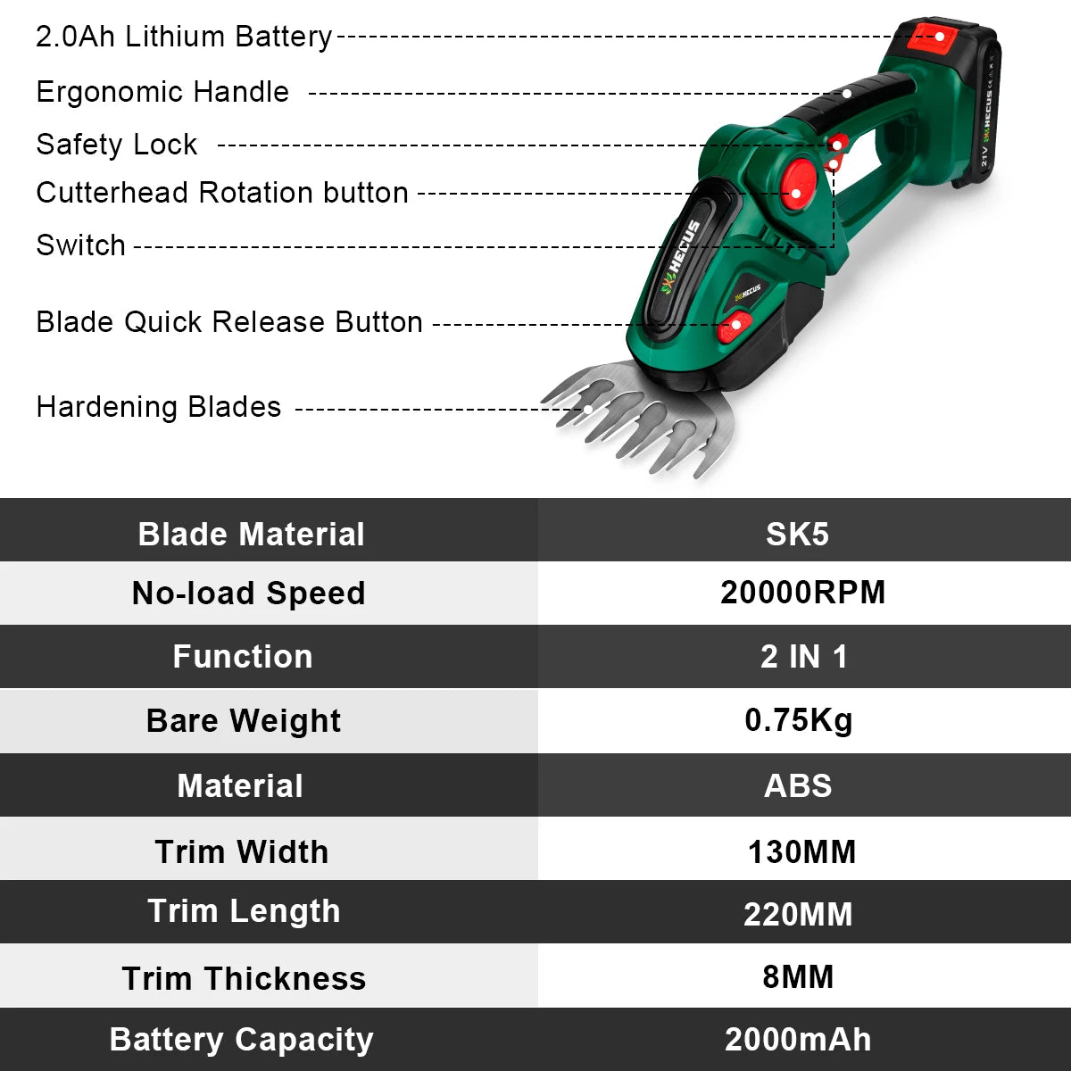 Gisam 2 IN 1 Electric Hedge Trimmer Cordless Household Lawn Mower Pruner Weeding Garden Tools For makita 18v battery pins
