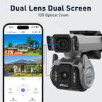 LS VISION 10MP Dual Screen 4G AOV Solar Camera 12X Optical Zoom Outdoor 24/7 Video Recording Auto Zoom Tracking Security Cameras