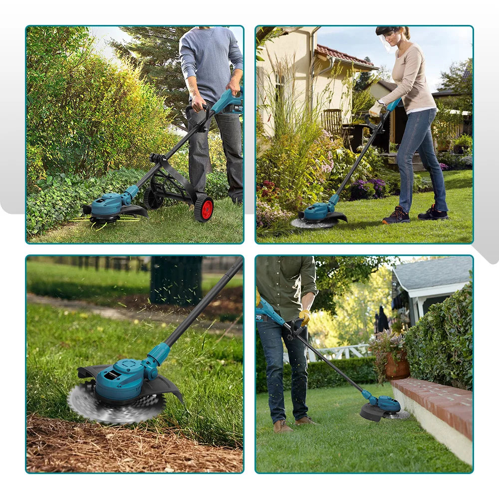 YOFIDRA 10Inch Brushless Electric Lawn Mower 6000W Foldable Grass Cutter Trimmer Garden Power Tool For Makita 18V Battery Pin