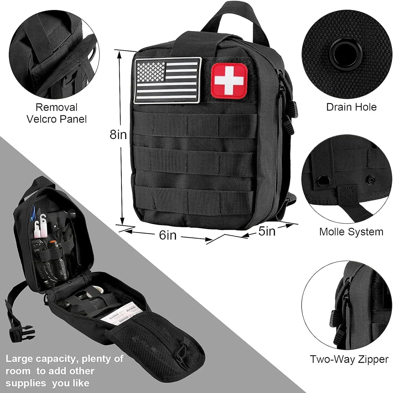 Top-Rated Car Survival First Aid Kit Full Molle Outdoor Emergency Trauma Pack for Camping Hiking IFAK EDC Essentials