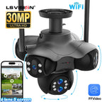LS VISION 30MP Five Screens Panoramic Security Camera Outdoor 5 PTZ 6 Lens 10X Optical Zoom Auto Tracking Waterproof CCTV Camera