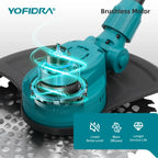 YOFIDRA 10Inch Brushless Electric Lawn Mower 6000W Foldable Grass Cutter Trimmer Garden Power Tool For Makita 18V Battery Pin