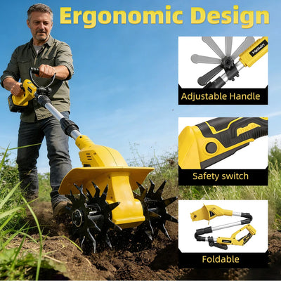 MELLWIN Cordless Electric Garden Tiller Lawn Mower Rototiller For Garden illing and Cultivating Tool For Makita 18V Battery Pin