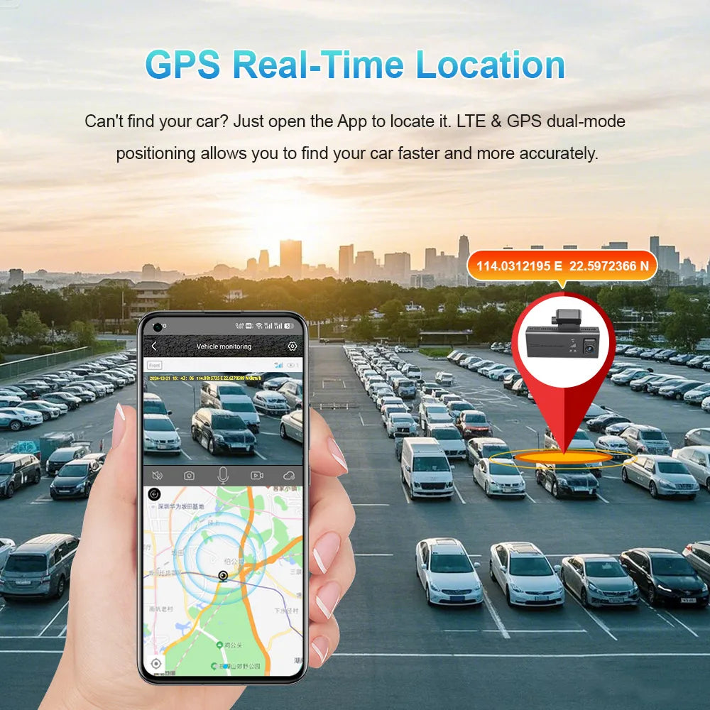 LS VISION 4G Front &Rear View Cameras HD Dash Cam Per Auto Built-in G-sensor /GPS /Long Standby Parking Monitoring /Cloud Sd