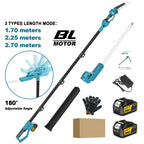 Gisam Brushless High Branch Saw & Hedge Trimmer Cordless Multifunction tool 2in1 Trimmer & Chainsaw For makita 18v battery pin