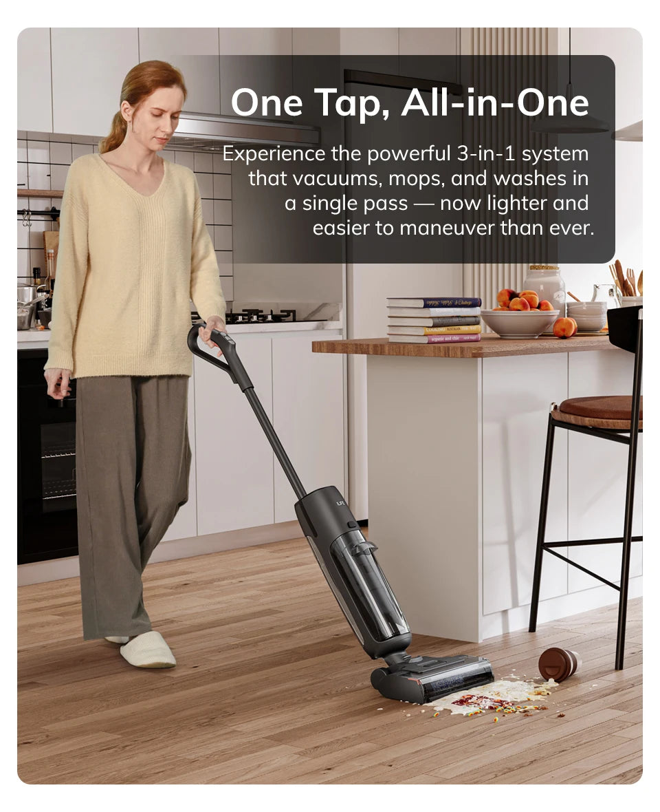 ILIFE W90 Pro Cordless Vacuum Cleaner Mop Wet & Dry, 7000Pa Suction, One Tap Self-Cleaning, Floor Washer, LED Display, Large Dual Water Tank, Upgraded W90