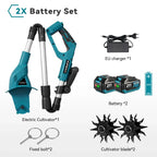 YOFIDRA Electric Garden Tiller Cultivator Scarifier Foldable Rototiller Soil Loosener Garden Tool For Makita 21V Battery Pin