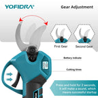 YOFIDRA Brushless Electric Scissors 30MM 2Gears Cordless Fruit Tree Branch Pruner Shear Power Tools For Makita 21V Battery Pin