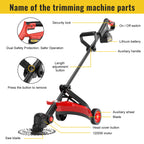 CONENTOOL 21V Brushless Grass Trimmer 10 Inch Cordless Electric Lawn Mower with 2 Batteries Support Wheel Folding Handle