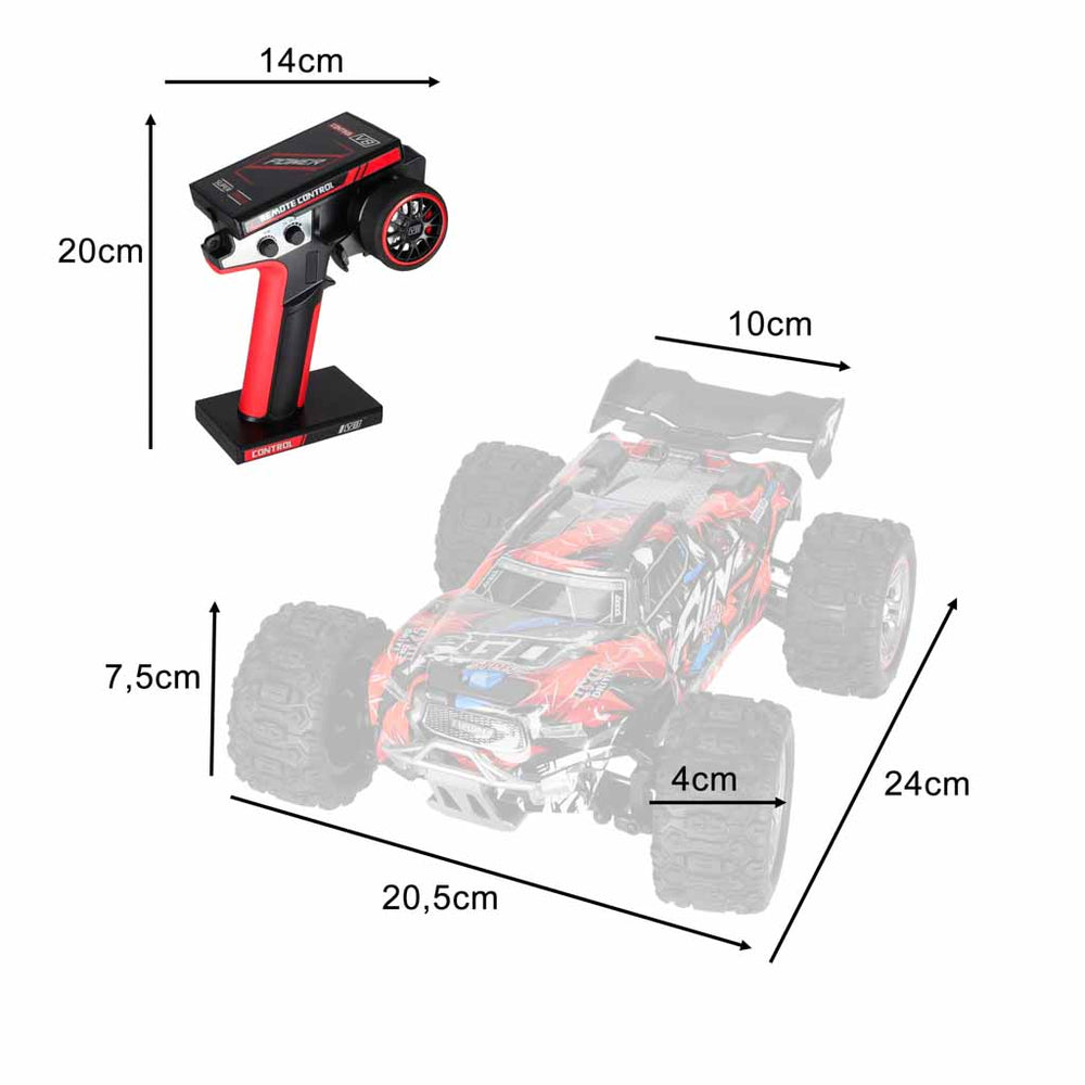 WLToys 184008 RC automašīna 1:18 4WD bezsuku LED RTR 60 km/h
