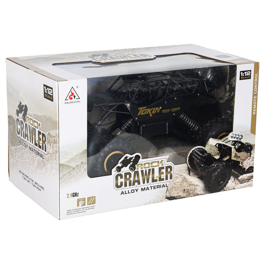 RC auto Rock Crawler 1:12 4WD METAL melns