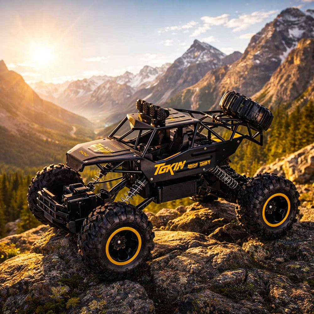 RC auto Rock Crawler 1:12 4WD METAL melns