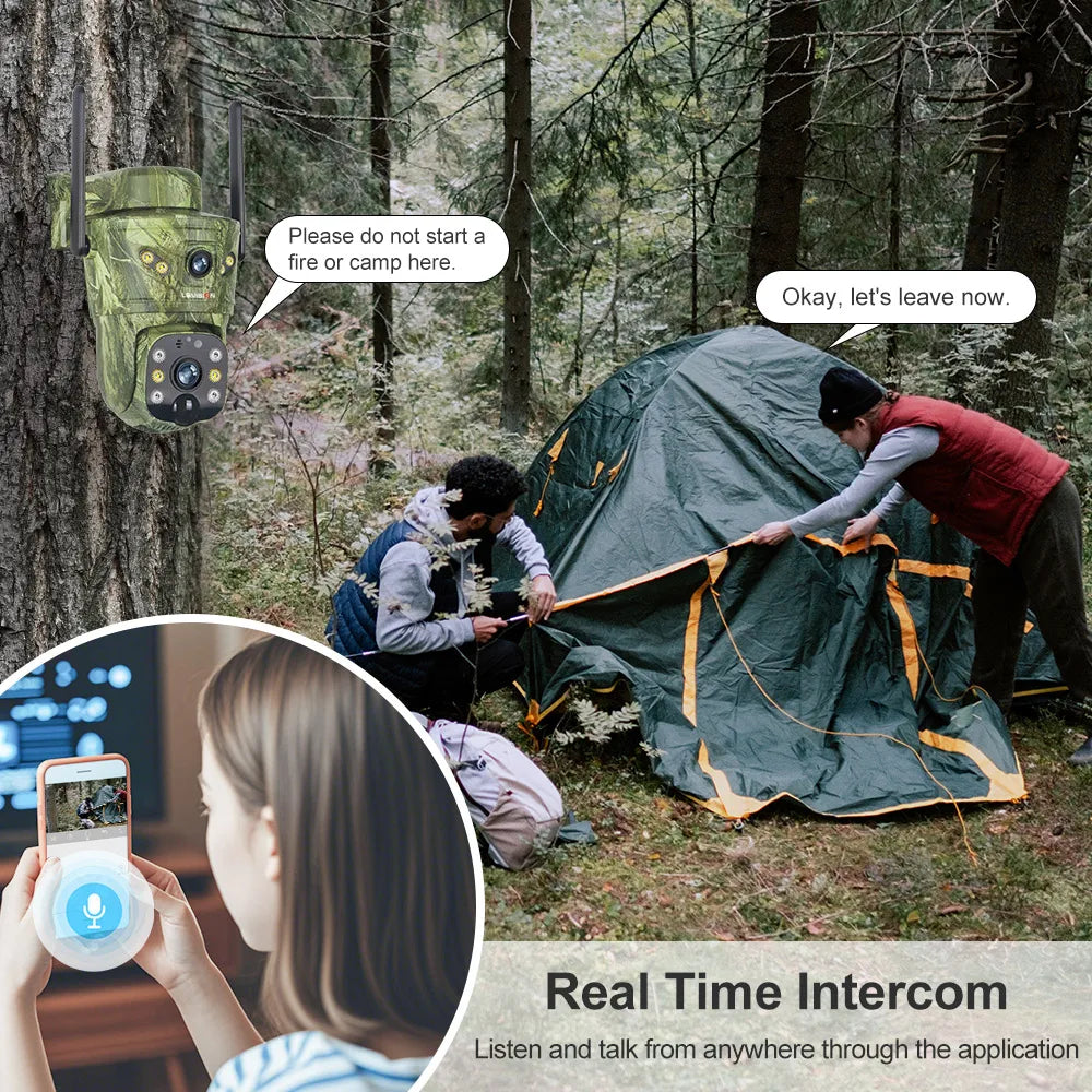 LS VISION 4K Dual Screen 4G Solar Trail Camera Outdoor WiFi PTZ PIR Detection 2-Way Talk Waterproof Wildlife Camera V380 Pro App