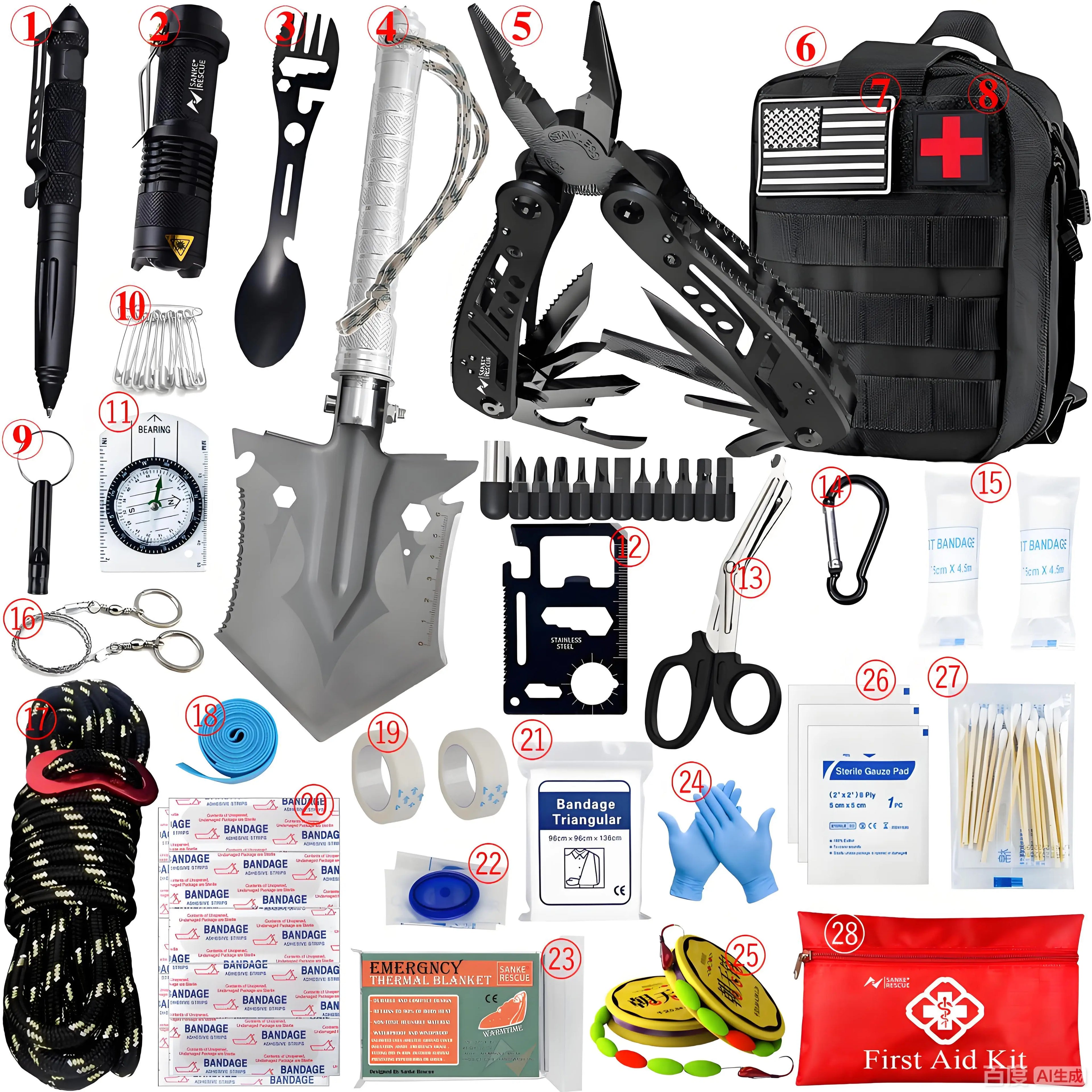 Top-Rated Car Survival First Aid Kit Full Molle Outdoor Emergency Trauma Pack for Camping Hiking IFAK EDC Essentials