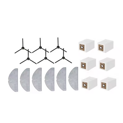 ILIFE A30 PRO rezerves daļas. Komplektā 6 sānu birstes, 6 putekļu maisiņi, 6 lupatiņas.