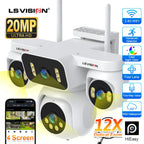 LS VISION 10K 20MP Four Screens WiFi Security Camera Outdoor Four Lens 12X Optical Zoom Two Way Audio Auto Tracking CCTV Cameras
