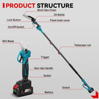 ONEVAN 5500W Brushless 3In1 Electric High Branch ChainSaw&Pruning Shear Cordless 8Inch Tree Cutting Tool For Makita Battery Pin
