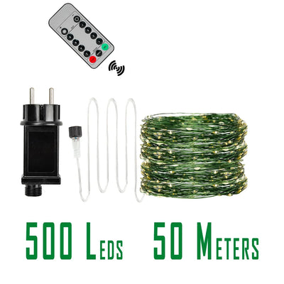 500 LED Christmas string lights (50m) — Waterproof, 8 modes, 220V
