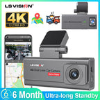 LS VISION 4G Front &Rear View Cameras HD Dash Cam Per Auto Built-in G-sensor /GPS /Long Standby Parking Monitoring /Cloud Sd