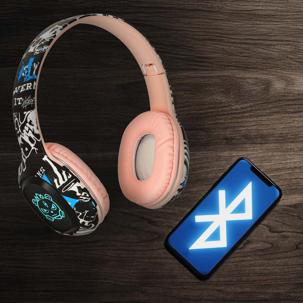 Bluetooth bezvadu austiņas uz ausīm Gaming Sport rozā krāsā