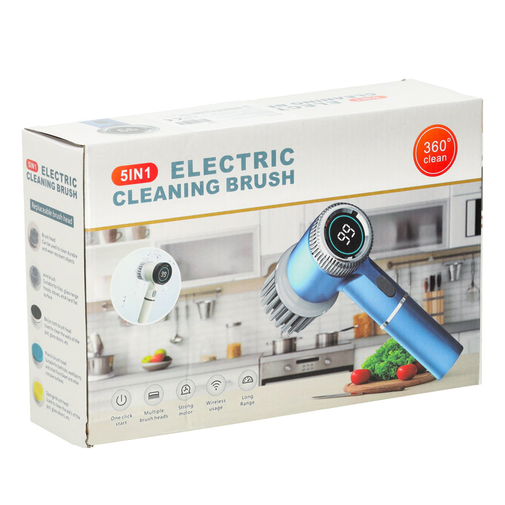 Elektriskā tīrīšanas birste 5in1 vannas istabas grīdas javu baseinam LED