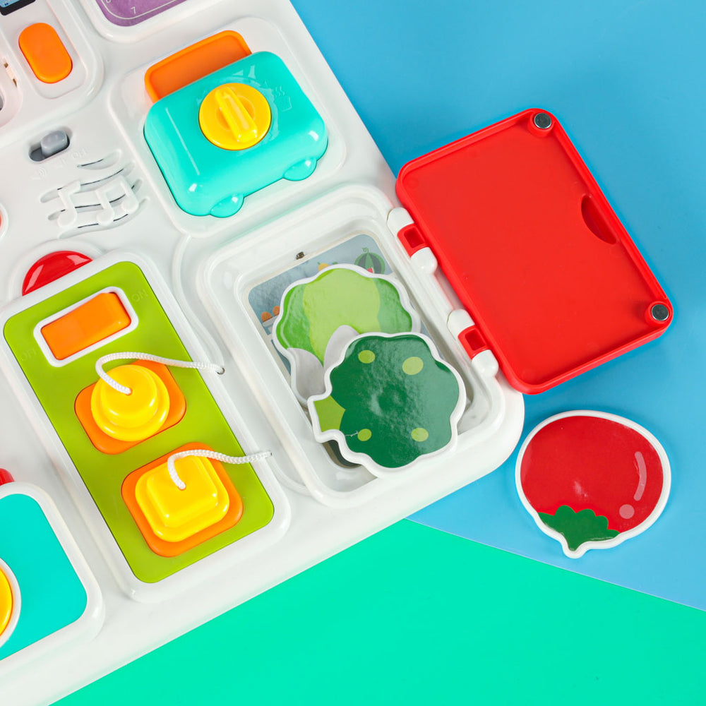 Sensoro manipulāciju dēlis montessori virtuves pulkstenis gaismas skaņa