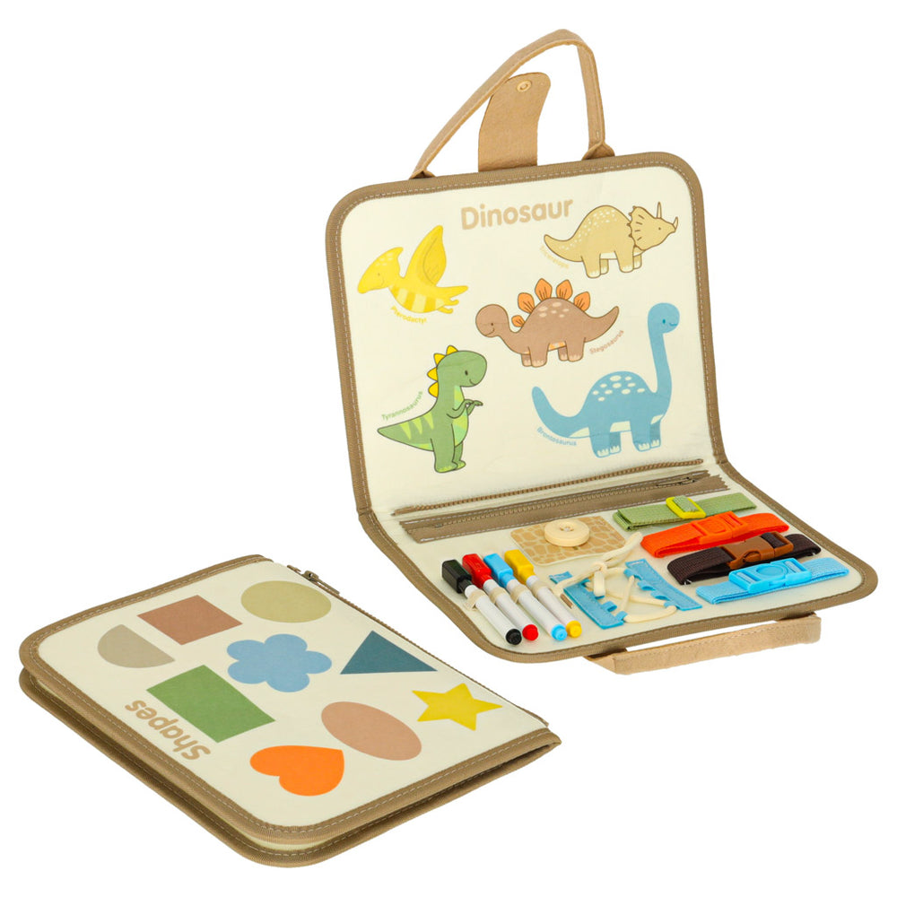 Sensorā sensorā montessori manipulatīvā tāfele dinozauru gadījumā