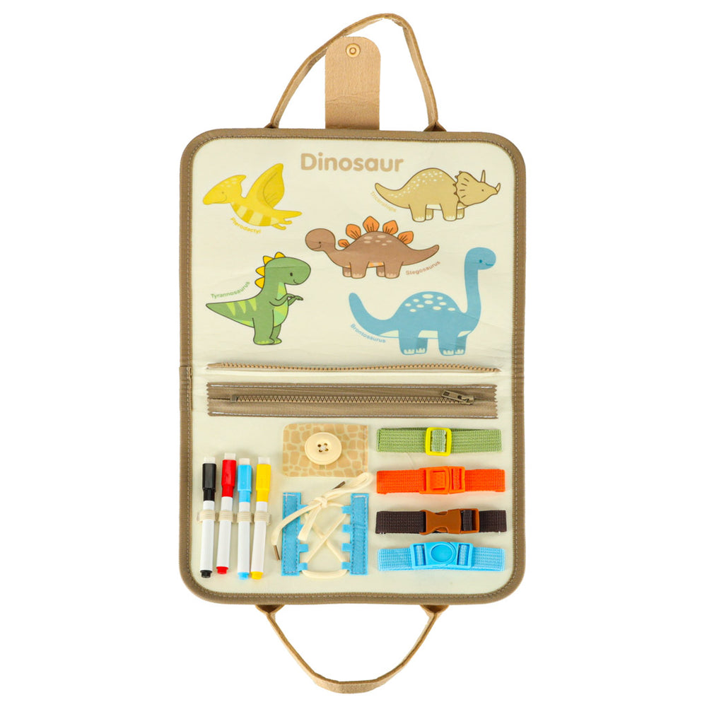 Sensorā sensorā montessori manipulatīvā tāfele dinozauru gadījumā