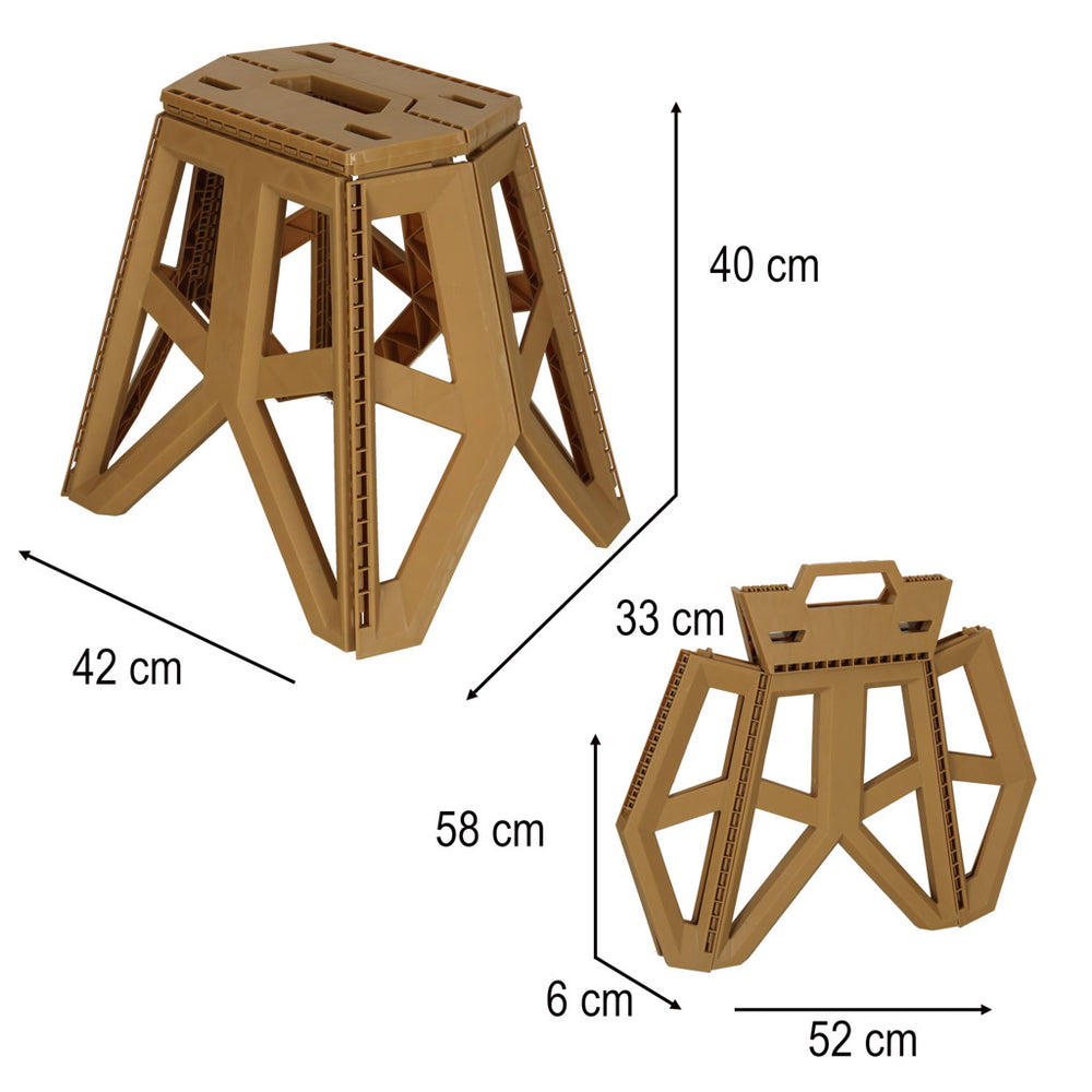 Saliekamais taburete Tūristu krēsls Melns Pārnēsājams kempinga krēsls 39,5 cm haki krāsā