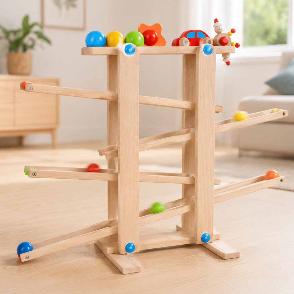Koka montessori bumbiņu trase XXL