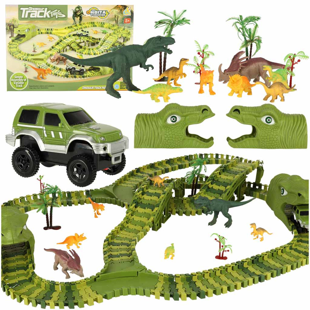 Sacīkšu trase dinozauri automašīnas 240 elementi