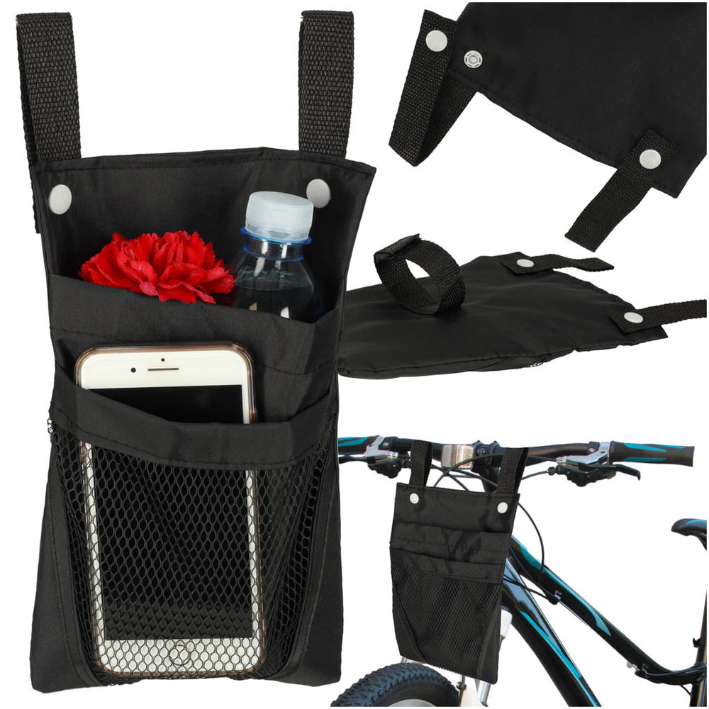 Velosipēda motorollera stūres telefona pannier soma melna