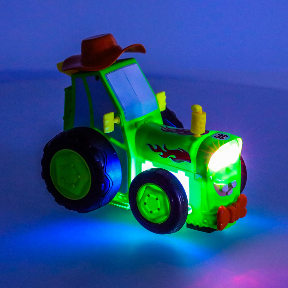 Traktors RC traktors lec dejošanas skaņa zaļa