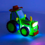 Traktors RC traktors lec dejošanas skaņa zaļa
