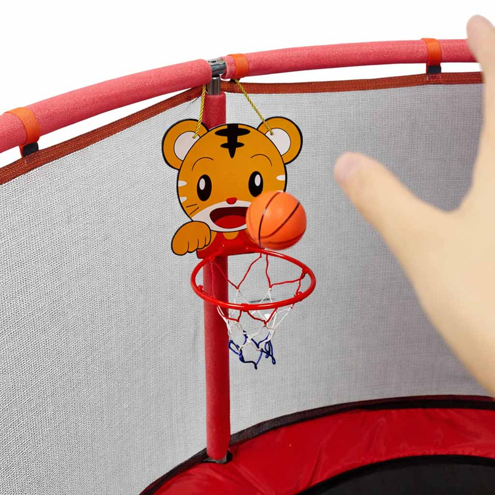Bērnu batuts dārza bumbu tīkls basketbola 150cm sarkans