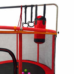 Bērnu batuts dārza bumbu tīkls basketbola 150cm sarkans