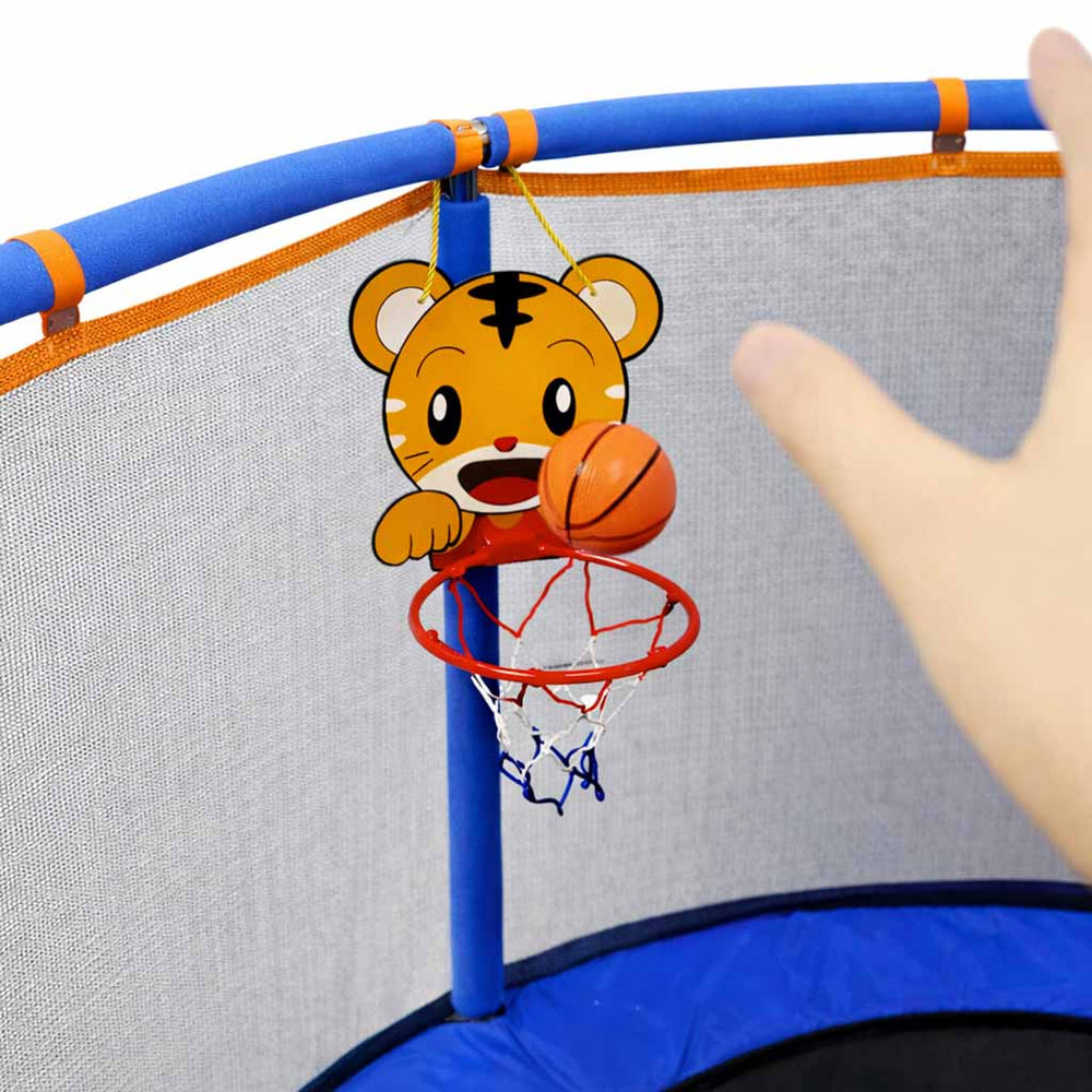 Bērnu batuts dārza bumbu tīkls basketbola 150cm zils