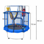 Bērnu batuts dārza bumbu tīkls basketbola 150cm zils