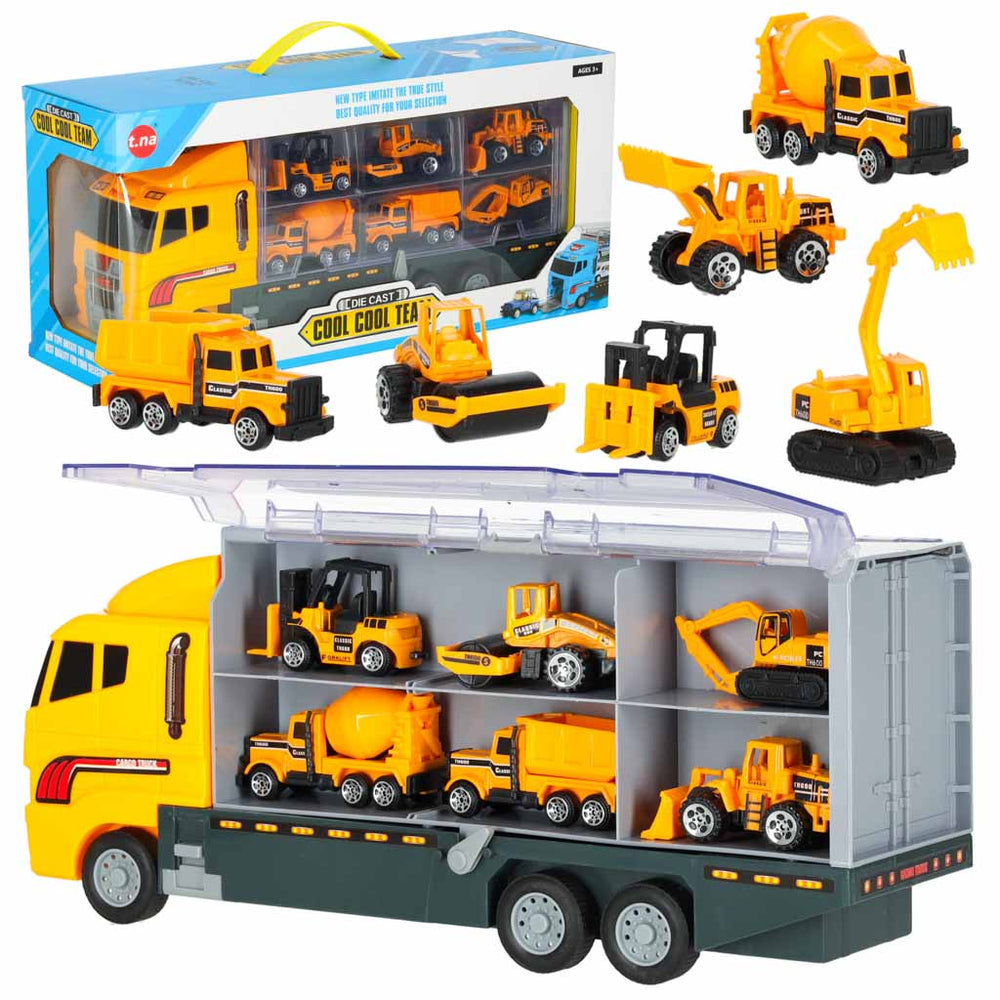 Transportera kravas automašīna TIR palaidējs + metāla automašīnas celtniecības mašīnas