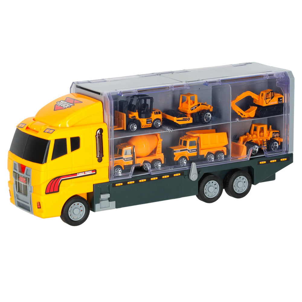 Transportera kravas automašīna TIR palaidējs + metāla automašīnas celtniecības mašīnas