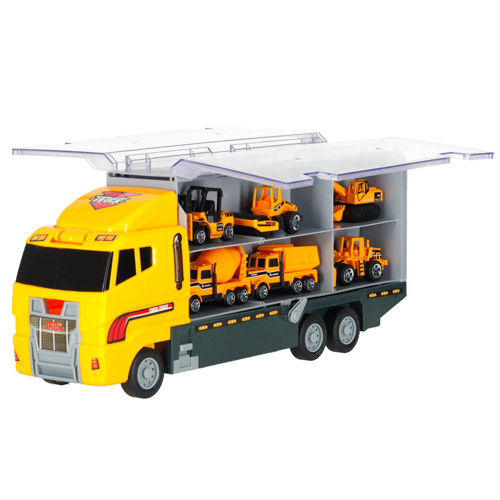 Transportera kravas automašīna TIR palaidējs + metāla automašīnas celtniecības mašīnas